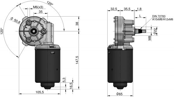 Motoriduttore per tergicristallo MRT62-35 SX
