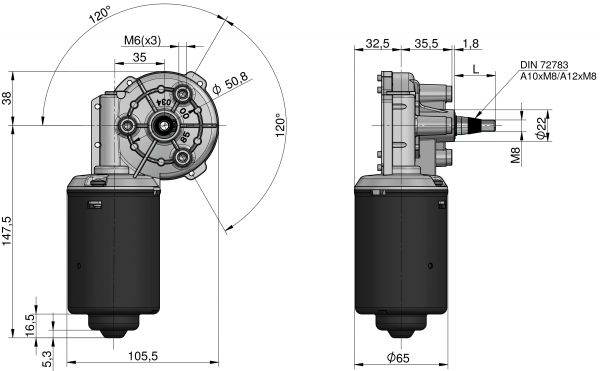 Motoriduttore per tergicristallo MRT62-35 DX