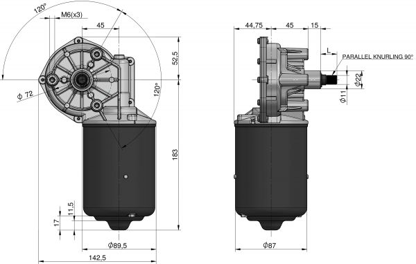 Motoriduttore per tergicristallo MRT90-45 SX